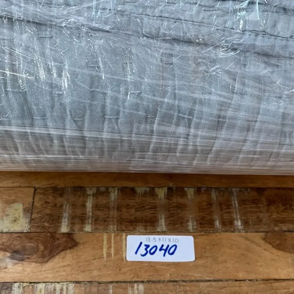 Pottery Barn Pick-Stitch Cotton Linen Blue Green Quilt 104